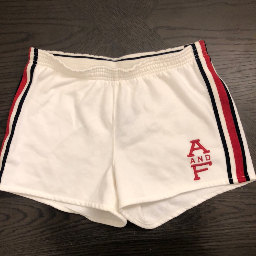 Women’s Brand New Abercrombie & Fitch White Shorts with Red and Blue Accents